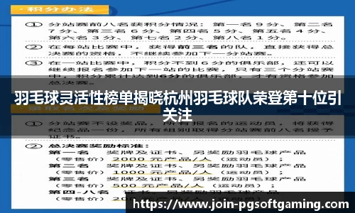 羽毛球灵活性榜单揭晓杭州羽毛球队荣登第十位引关注